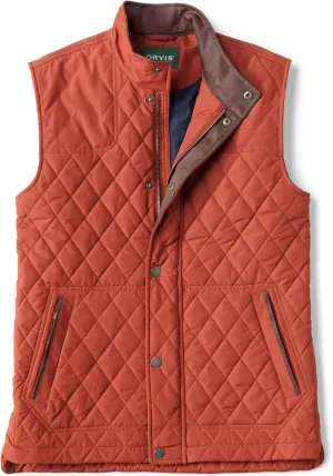 Orvis RT7 Quilted Vest for Men - Versatile Diamond-Quilted Thermoregulating Polyester Weave with Zip and Button Placket