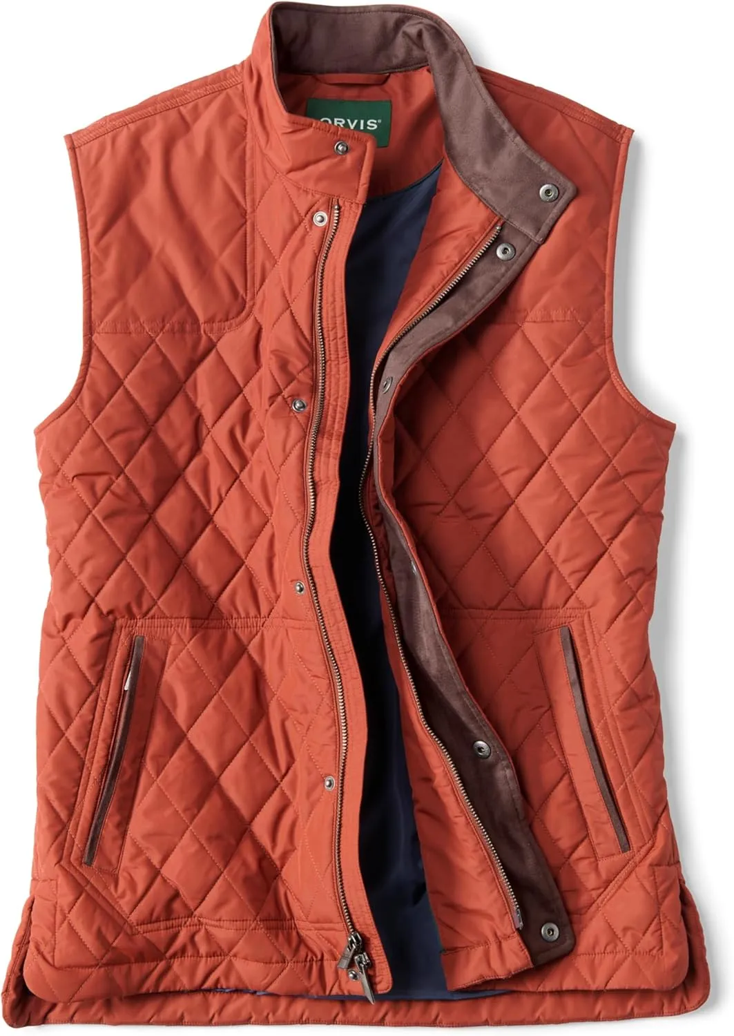 Orvis RT7 Quilted Vest for Men - Versatile Diamond-Quilted Thermoregulating Polyester Weave with Zip and Button Placket