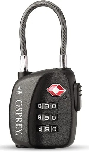 Osprey TSA Approved 3 Dial Cable Luggage Lock, Black