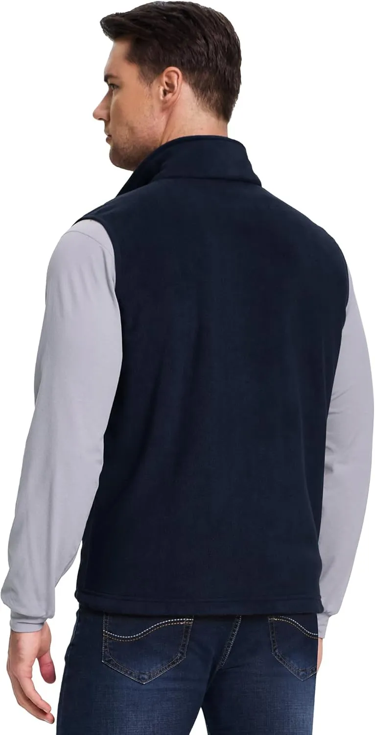Outdoor Ventures Men's Full-Zip Lightweight Polar Fleece Vest Outerwear with 5 Pockets Warm Winter Sleeveless Jacket Casual
