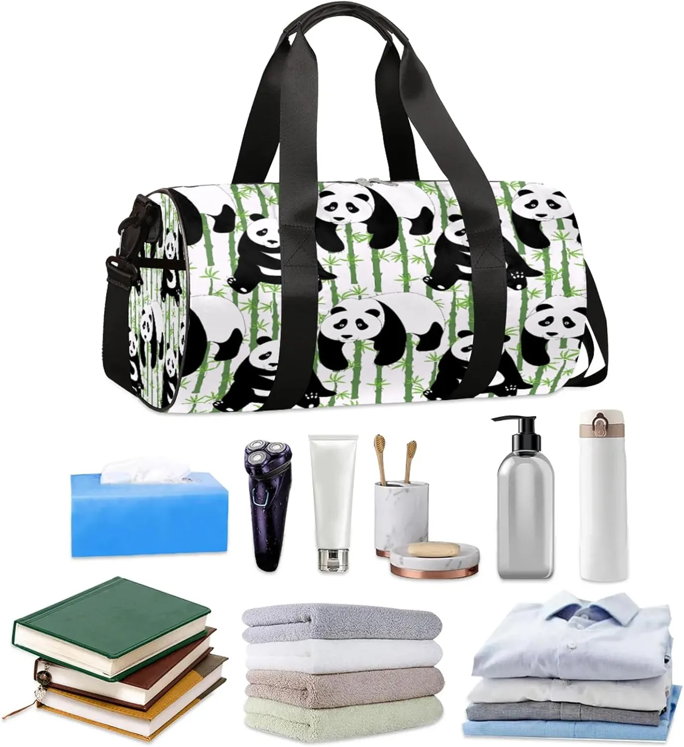 Panda Bamboo Tree Sports Gym Bag for Men Women Lightweight Travel Duffle Bag with Shoulder Strap Waterproof Carry On Weekender Overnight Bag for Travel Sports Gym