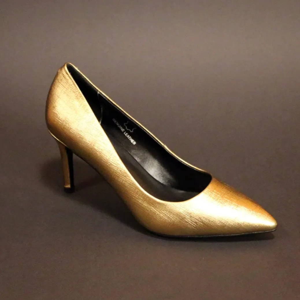 Paris Metallic Leather Dress Pump Shoes Stiletto Heels