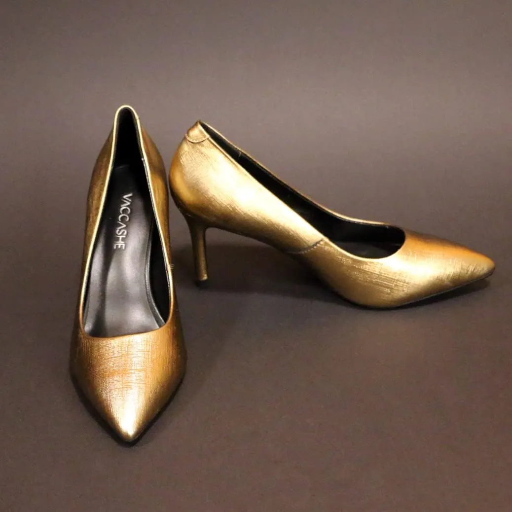 Paris Metallic Leather Dress Pump Shoes Stiletto Heels