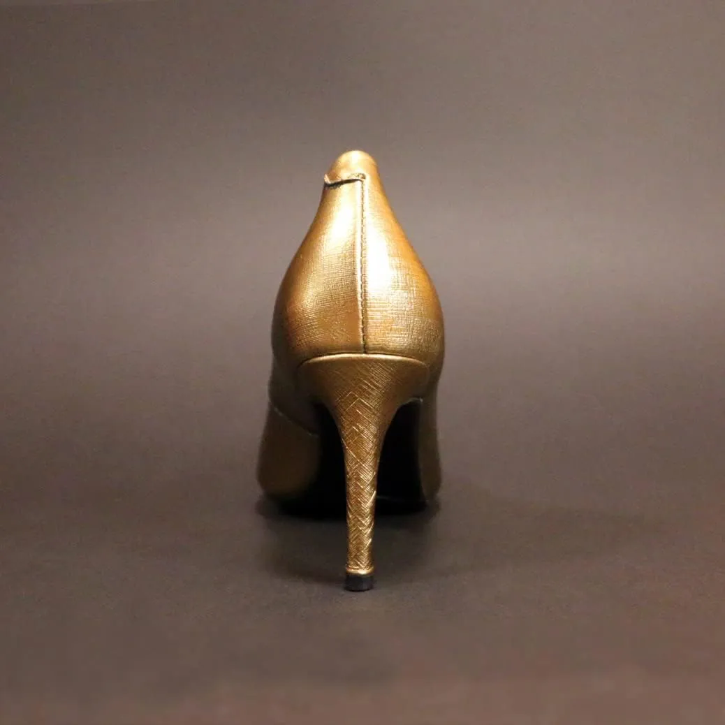 Paris Metallic Leather Dress Pump Shoes Stiletto Heels