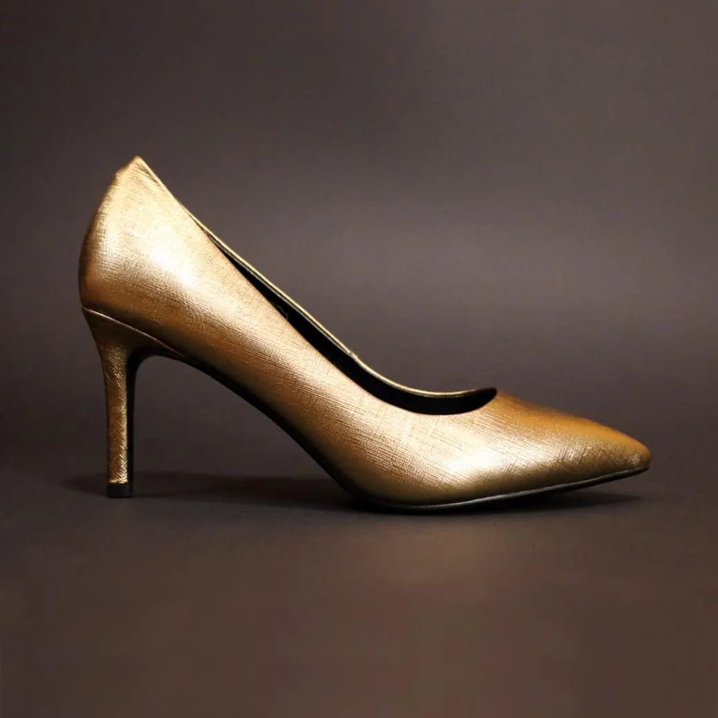Paris Metallic Leather Dress Pump Shoes Stiletto Heels
