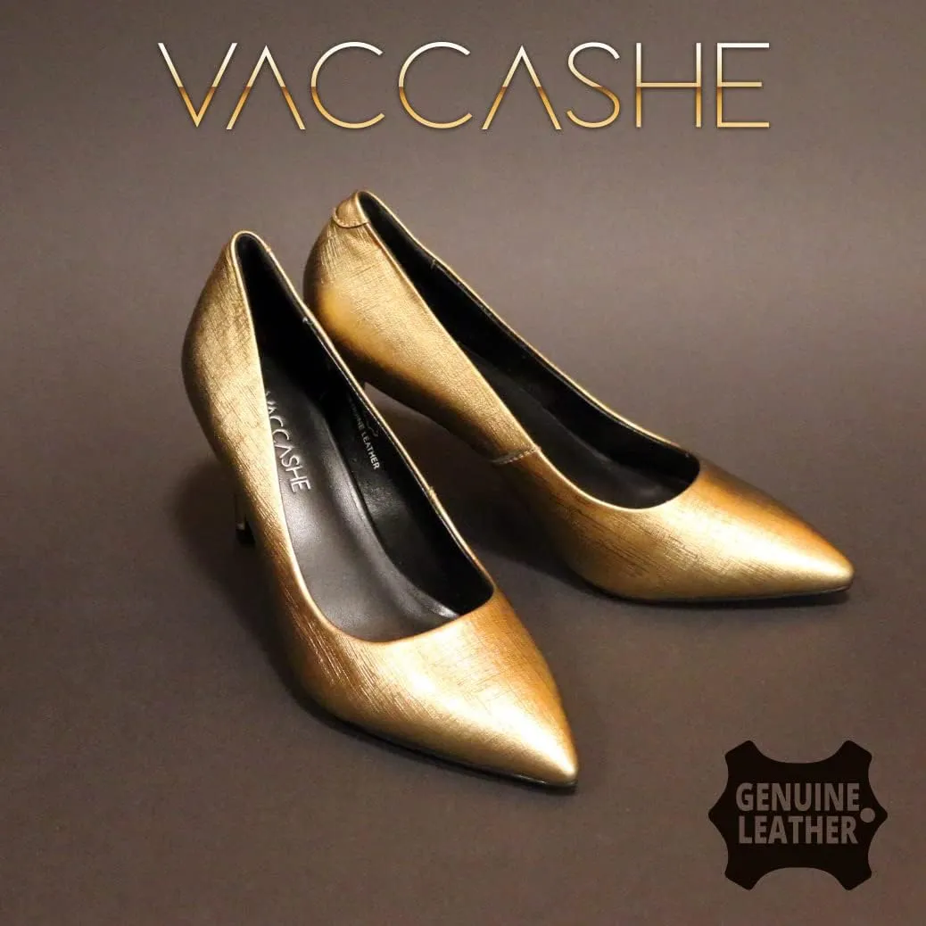 Paris Metallic Leather Dress Pump Shoes Stiletto Heels