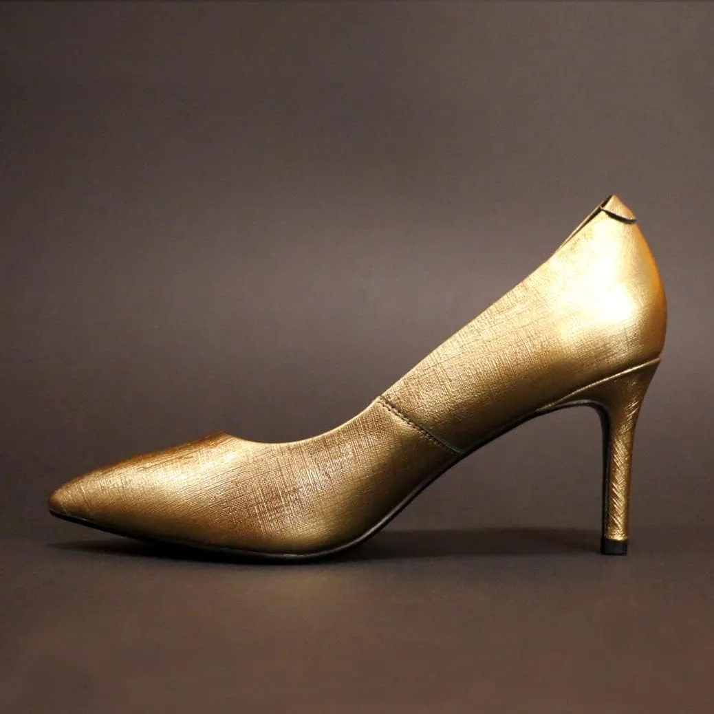 Paris Metallic Leather Dress Pump Shoes Stiletto Heels