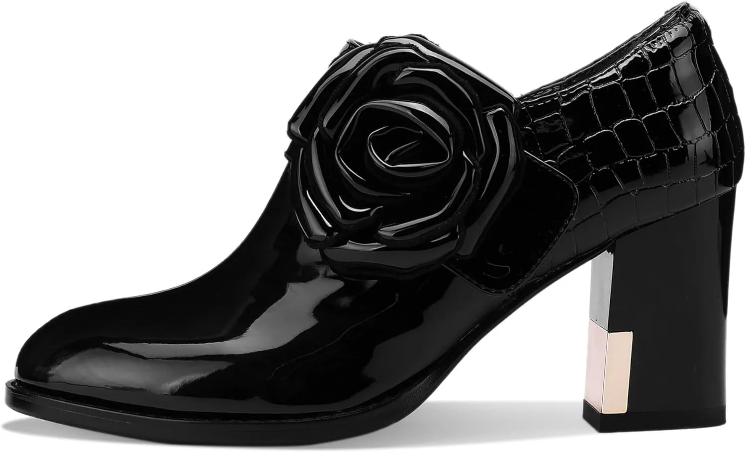 Patent Leather Ankle Boots for Women Chunky Block Extra Wide Booties Botas Para Mujer High Heels Dress Warm Lined Classic Ladies Comfortable Fashion Dressy 3 Inch Boot