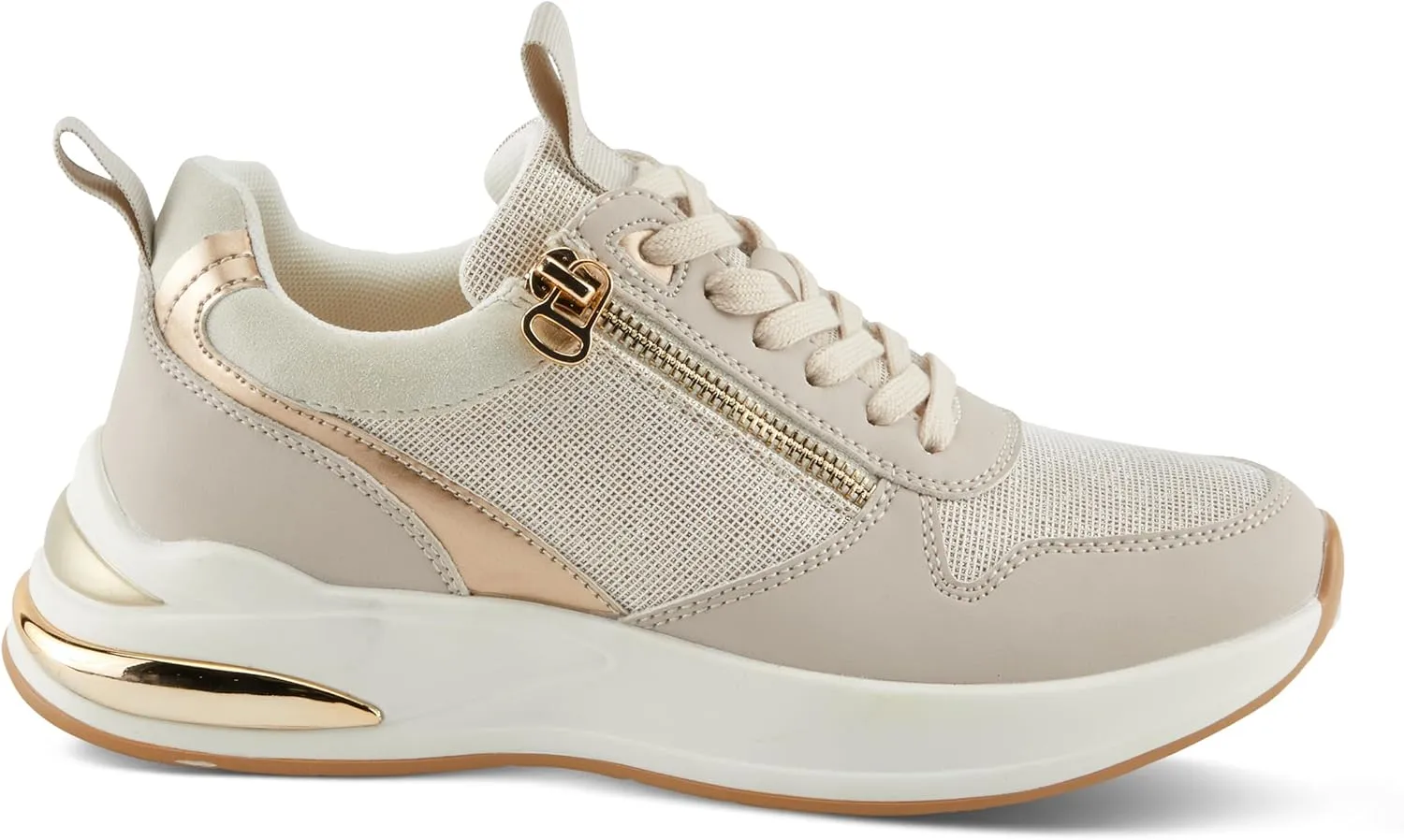 PATRIZIA Women's URSA Platform Sneakers with Sparkling Upper, Gold Metallic Accents, and Comfortable Fit