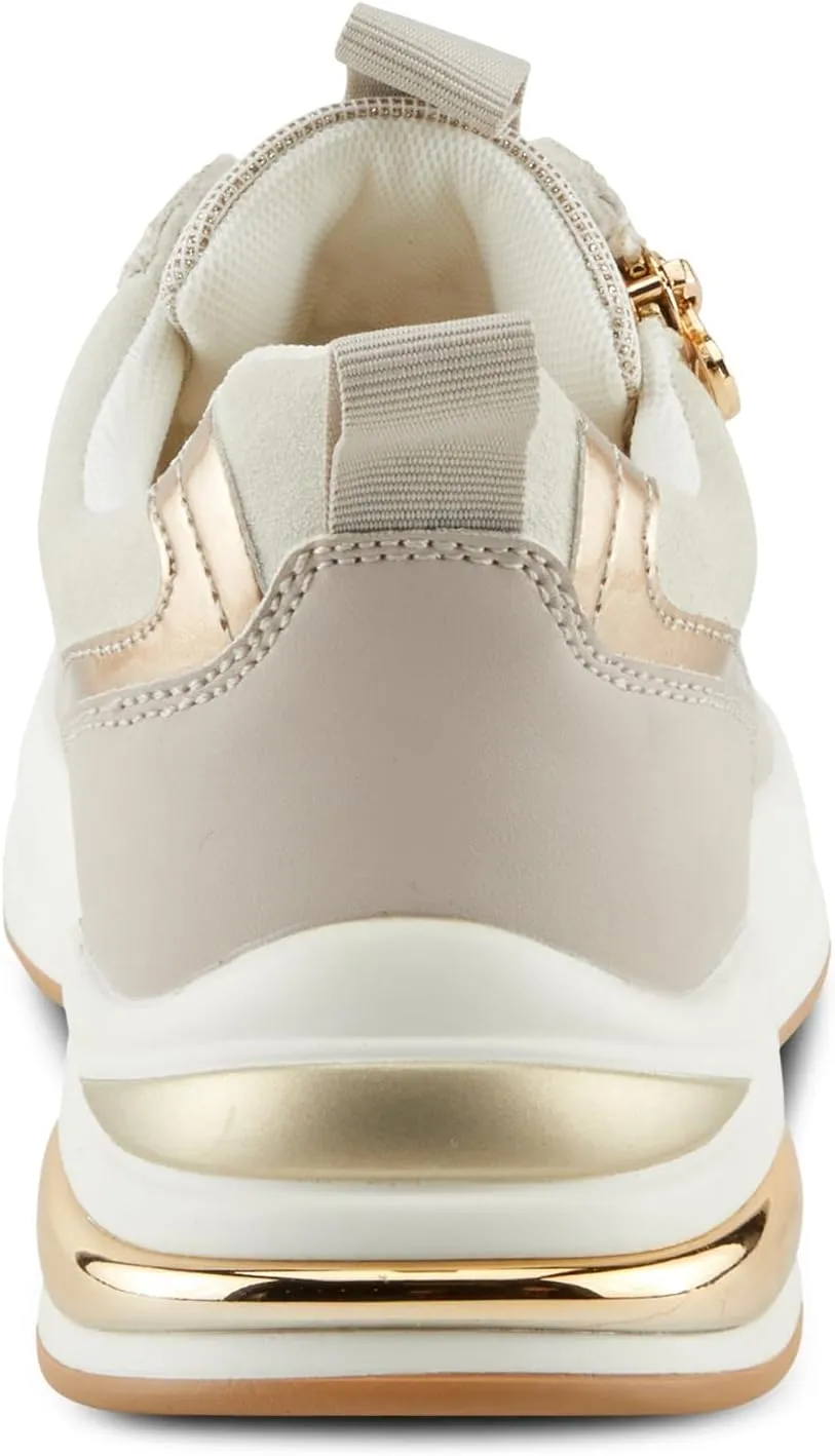 PATRIZIA Women's URSA Platform Sneakers with Sparkling Upper, Gold Metallic Accents, and Comfortable Fit