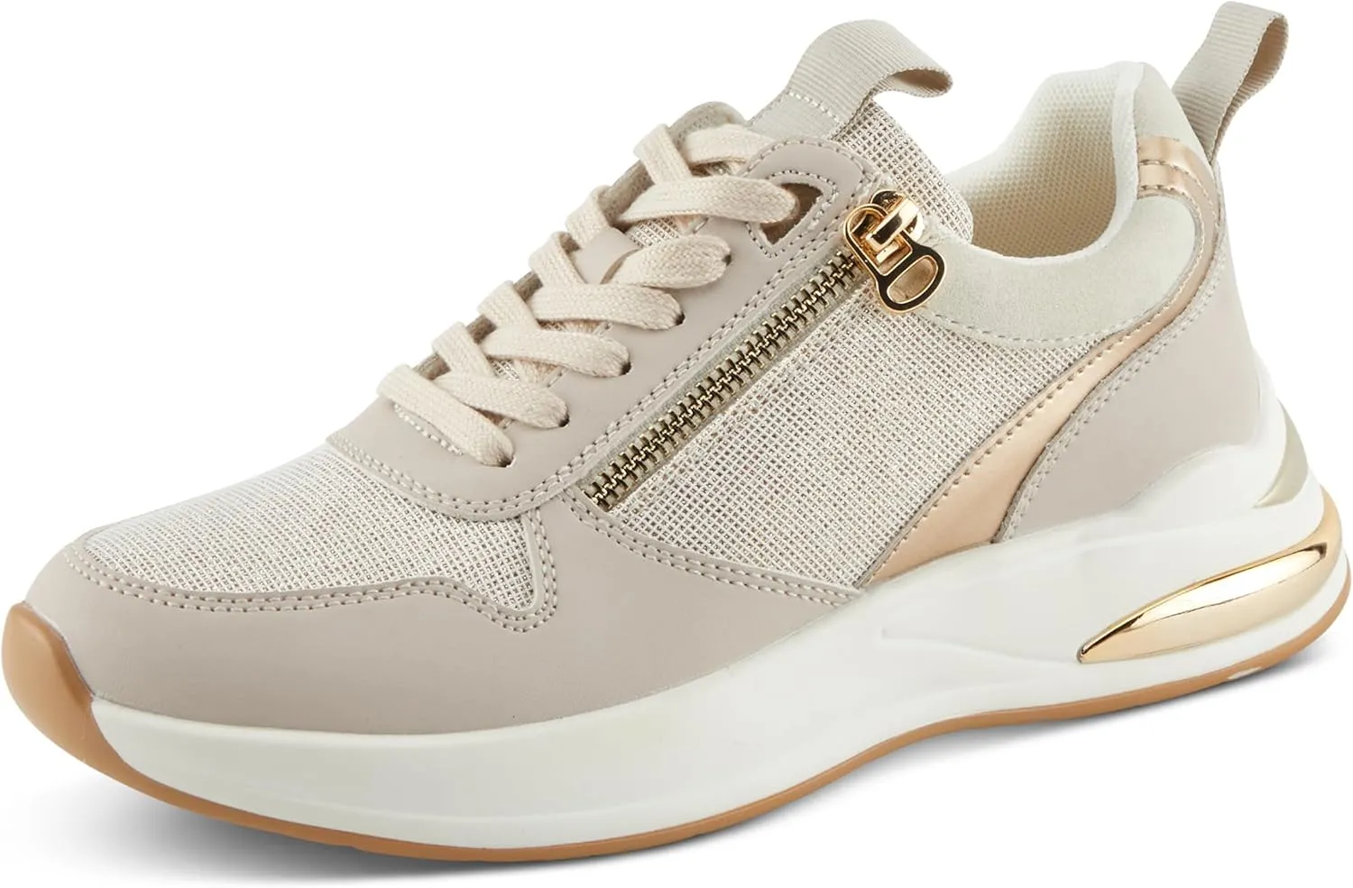PATRIZIA Women's URSA Platform Sneakers with Sparkling Upper, Gold Metallic Accents, and Comfortable Fit