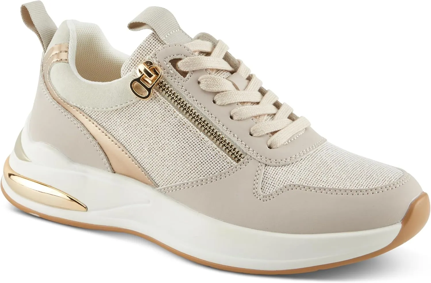 PATRIZIA Women's URSA Platform Sneakers with Sparkling Upper, Gold Metallic Accents, and Comfortable Fit