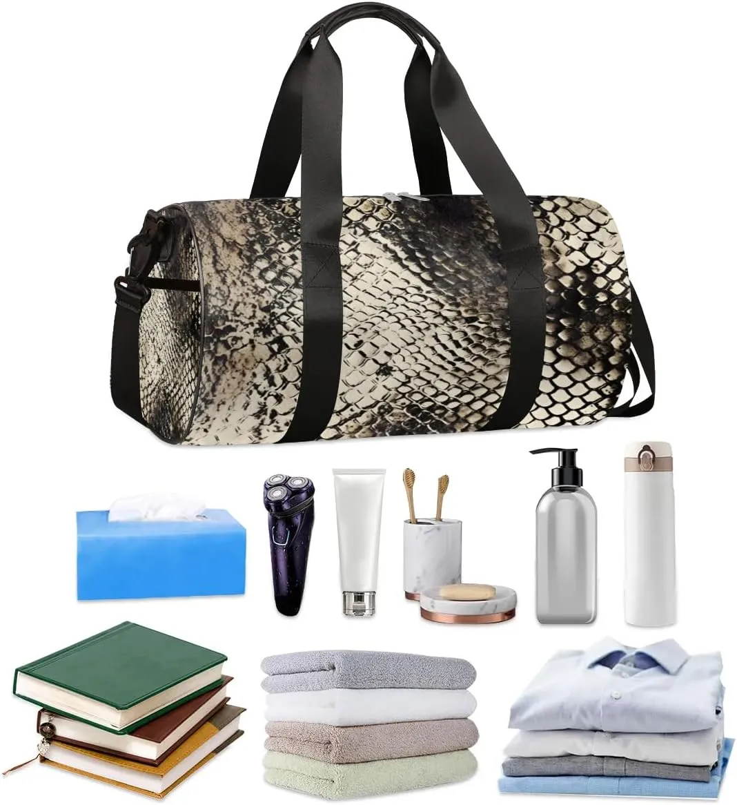 Pattern Snake Skin Travel Duffle Bag Gym Bag for Women Men Lightweight Carry on Duffel Bag for Sports Gyms Weekend Getaway