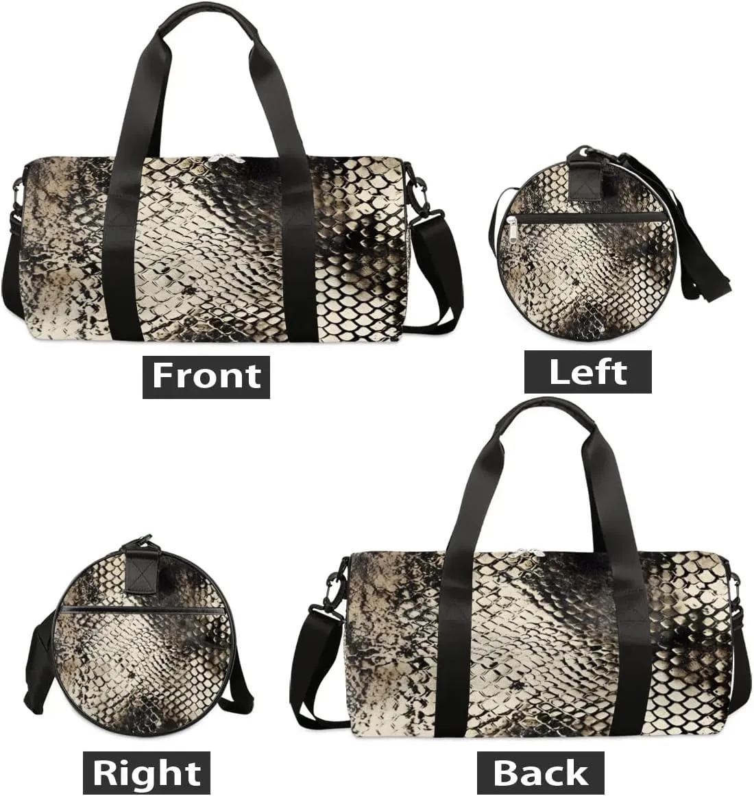 Pattern Snake Skin Travel Duffle Bag Gym Bag for Women Men Lightweight Carry on Duffel Bag for Sports Gyms Weekend Getaway