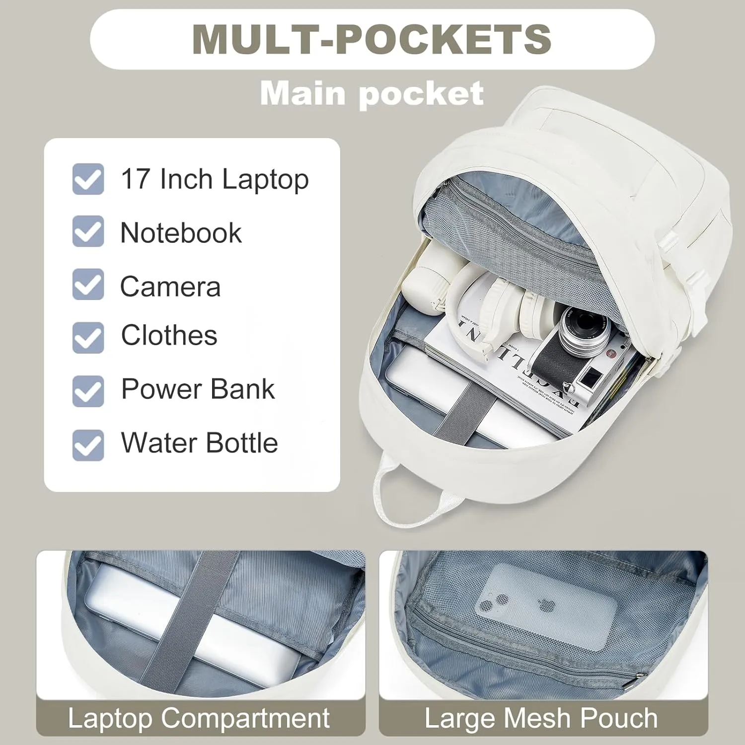 PAUBACK Travel Backpack for Women Men, Waterproof Backpack Casual Daypack Back Pack Nylon Mochilas Para Mujer Hombres
