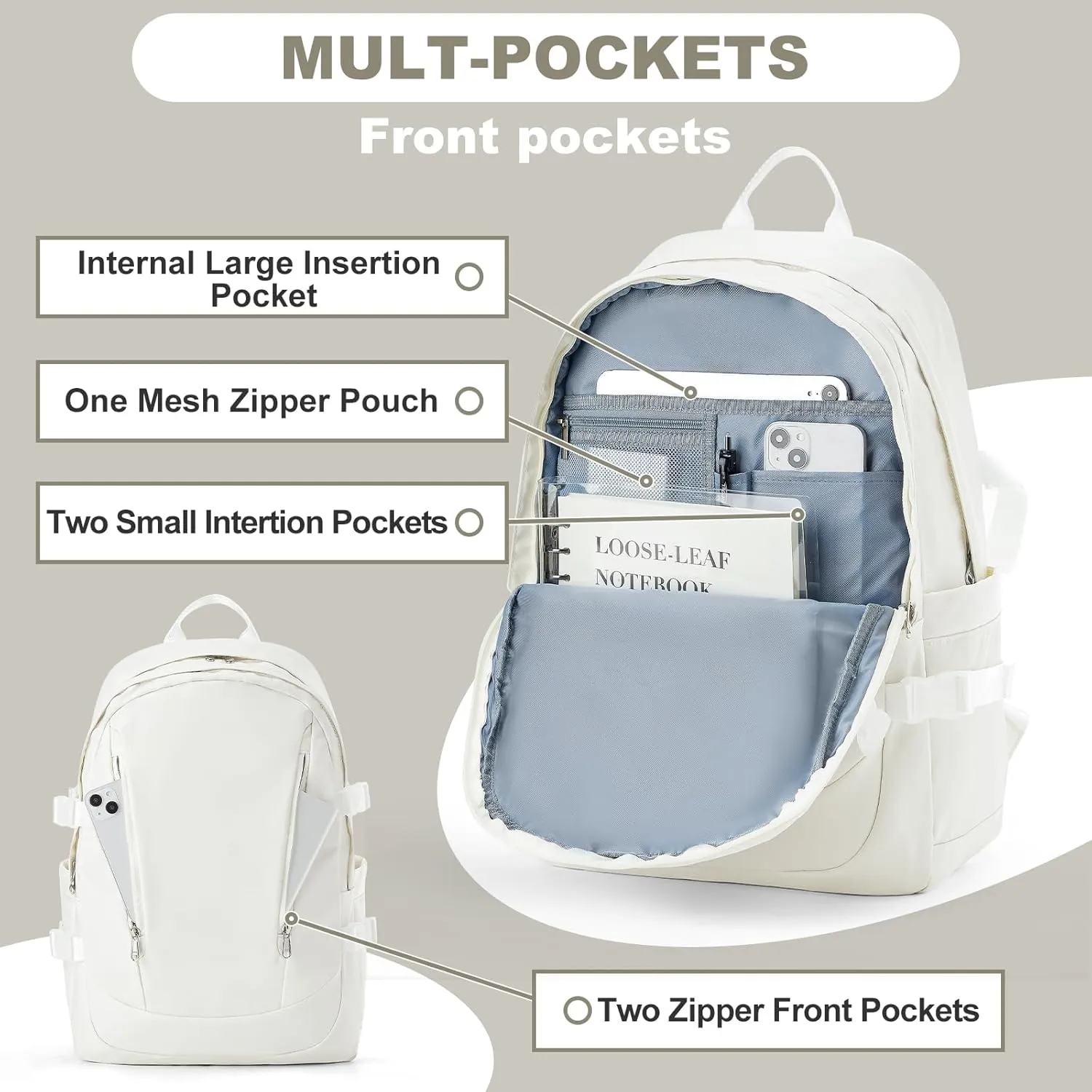 PAUBACK Travel Backpack for Women Men, Waterproof Backpack Casual Daypack Back Pack Nylon Mochilas Para Mujer Hombres