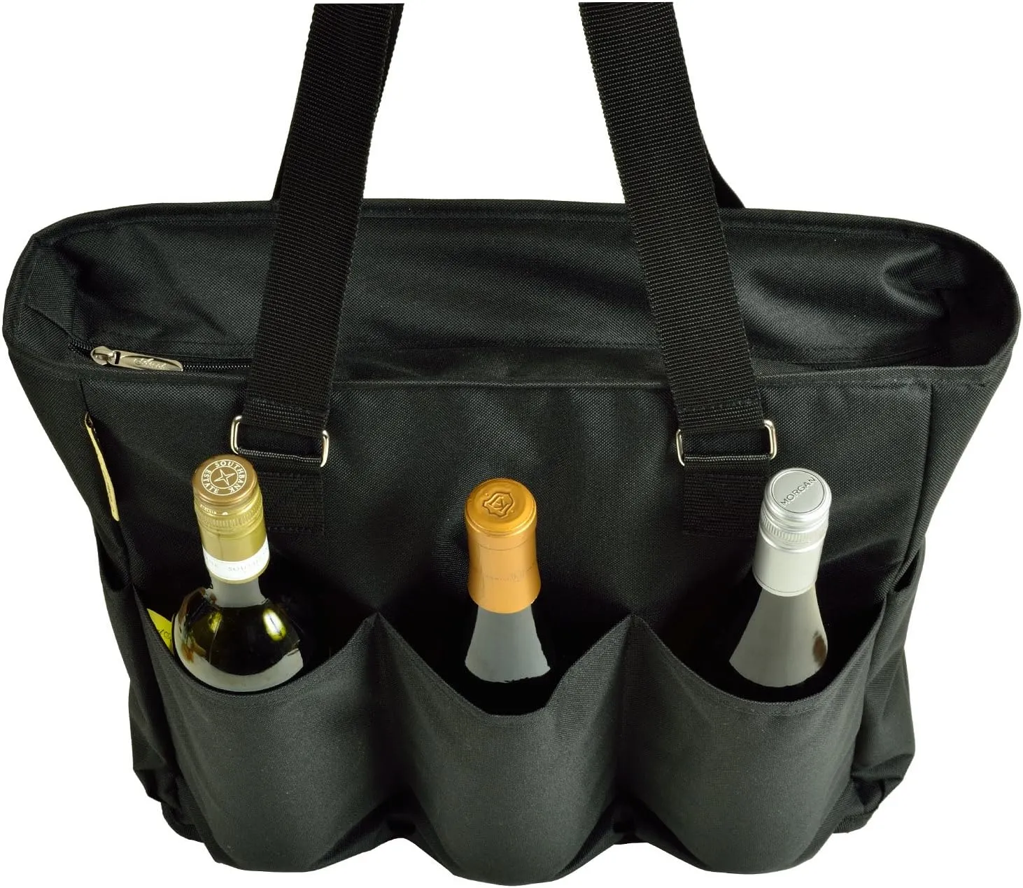 Picnic at Ascot 541-BLK Large Insulated Multi Pocketed Travel Bag With 6 Exterior Pockets, Black