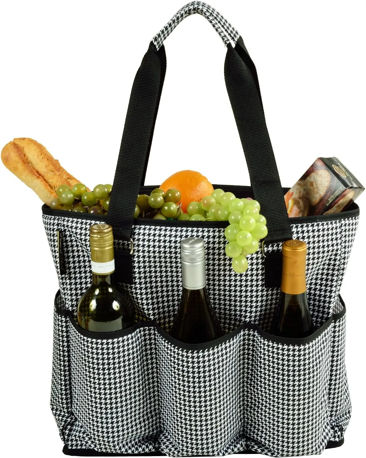 Picnic at Ascot 541-HT Large Insulated Multi Pocketed Travel Bag with 6 Exterior Pockets, Black