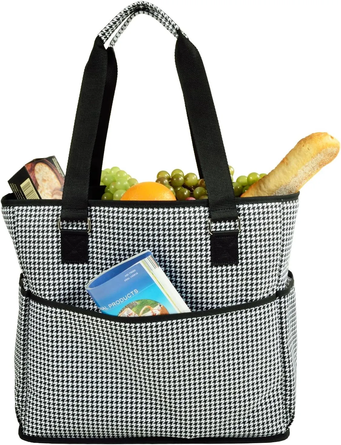Picnic at Ascot 541-HT Large Insulated Multi Pocketed Travel Bag with 6 Exterior Pockets, Black