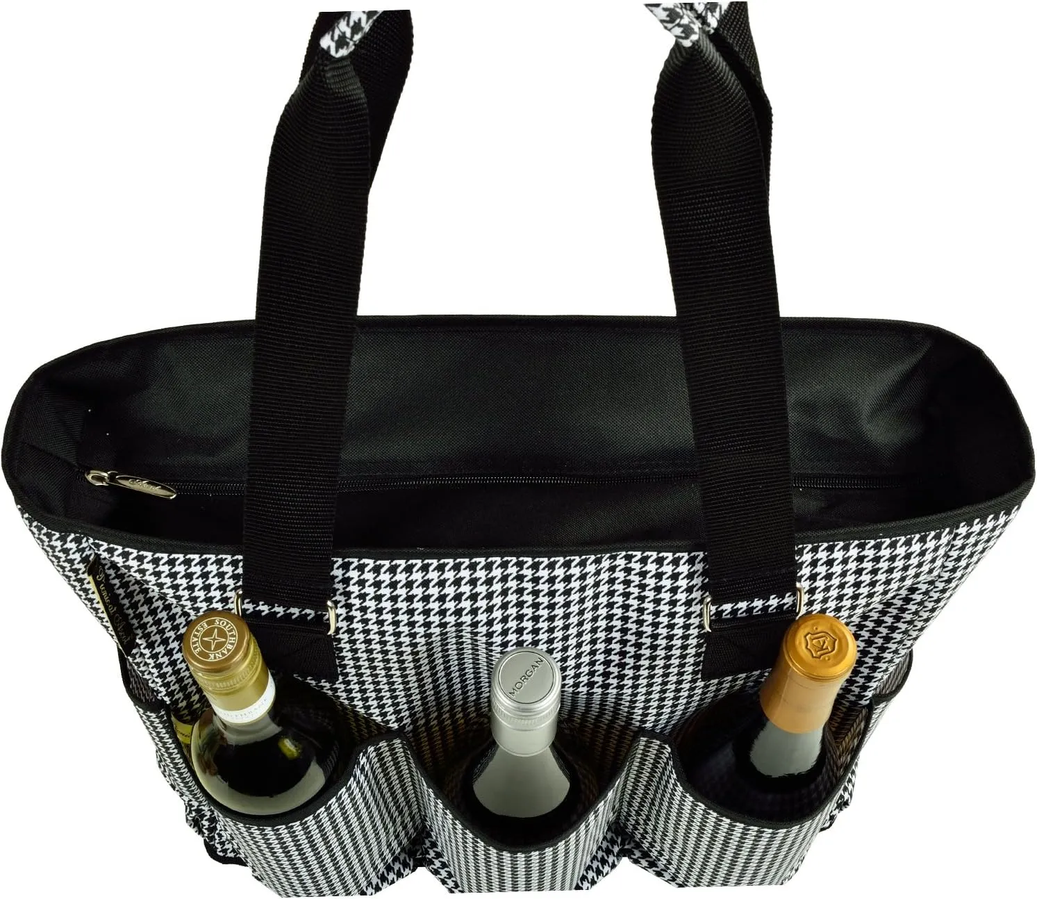 Picnic at Ascot 541-HT Large Insulated Multi Pocketed Travel Bag with 6 Exterior Pockets, Black