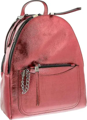 Pierre Cardin Red Leather Medium Fashion Metallic Backpack for womens