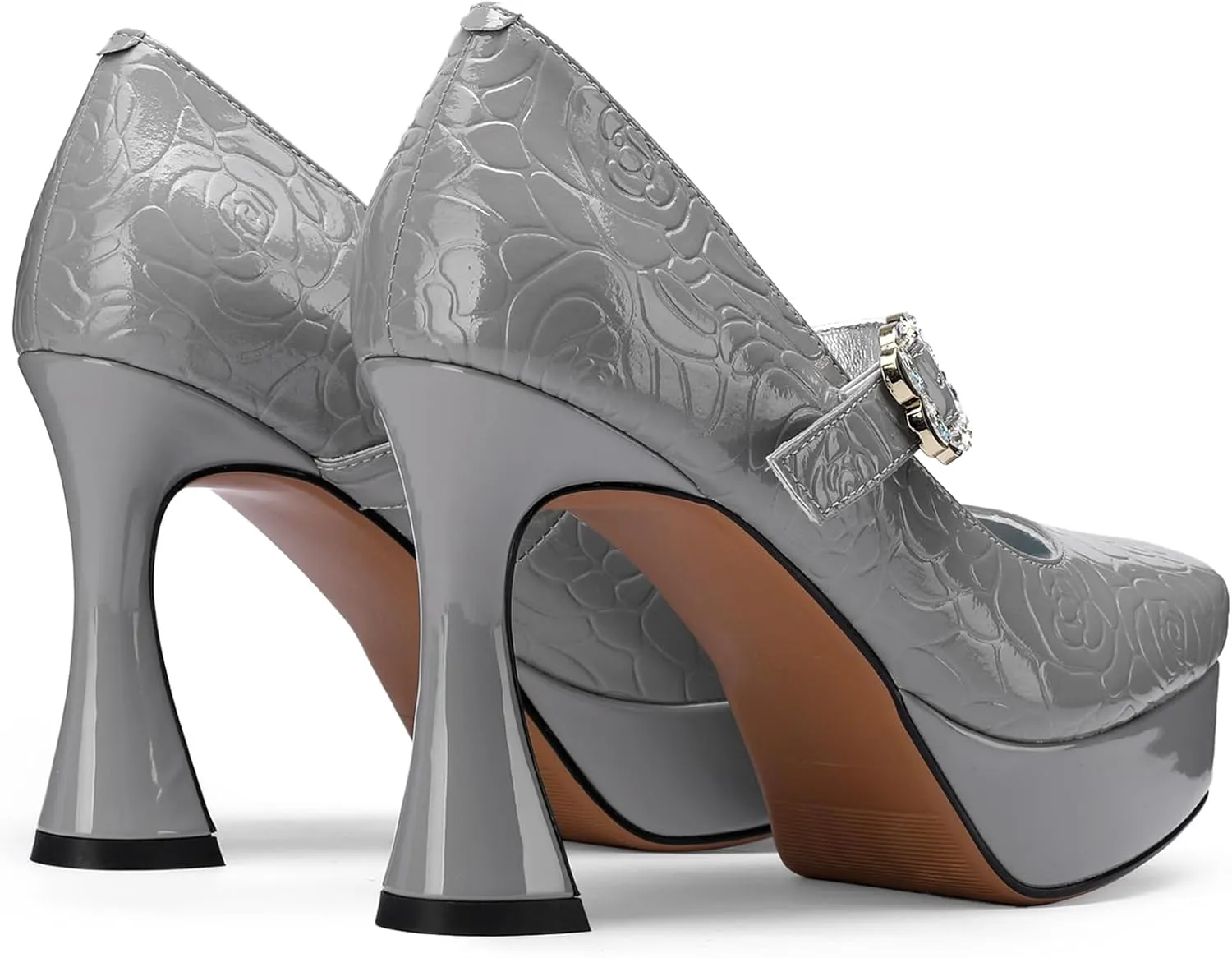 Platform Heels for Women Patent Leather Square Toe Closed Toe Chunky Block Pumps Comfortable Sexy Dressy Wedding Elegantes Wide Comfortable Tacones 4 Inch High Heels