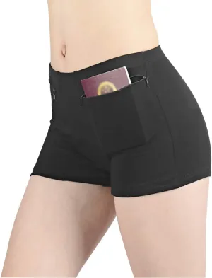 Pocket Pantie for Women, Travel Underwear with Secret Pocket Panties Women's, Small Size 2 Packs (Black)