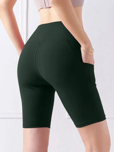 Pocketed High Waist Active Shorts