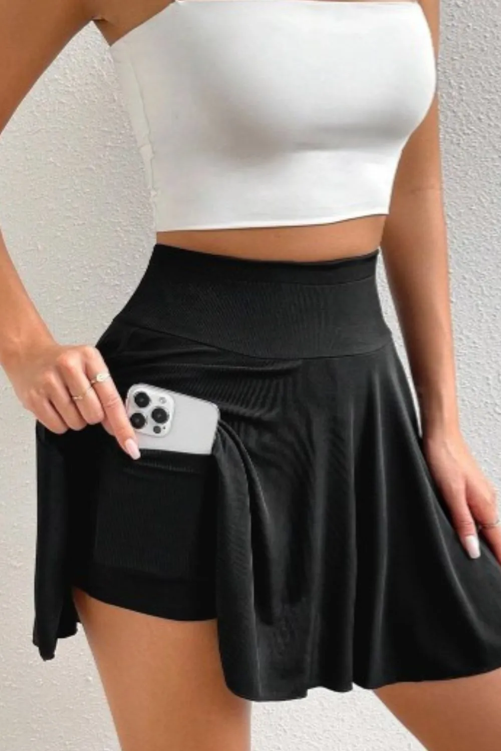 Pocketed High Waist Skort