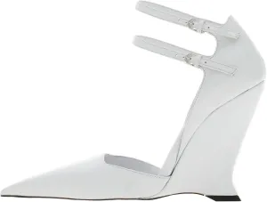 Pointed Closed Toe Wedge Heels for Women, Sexy Patent Leather Buckle Strap Office Dress Pumps Shoes