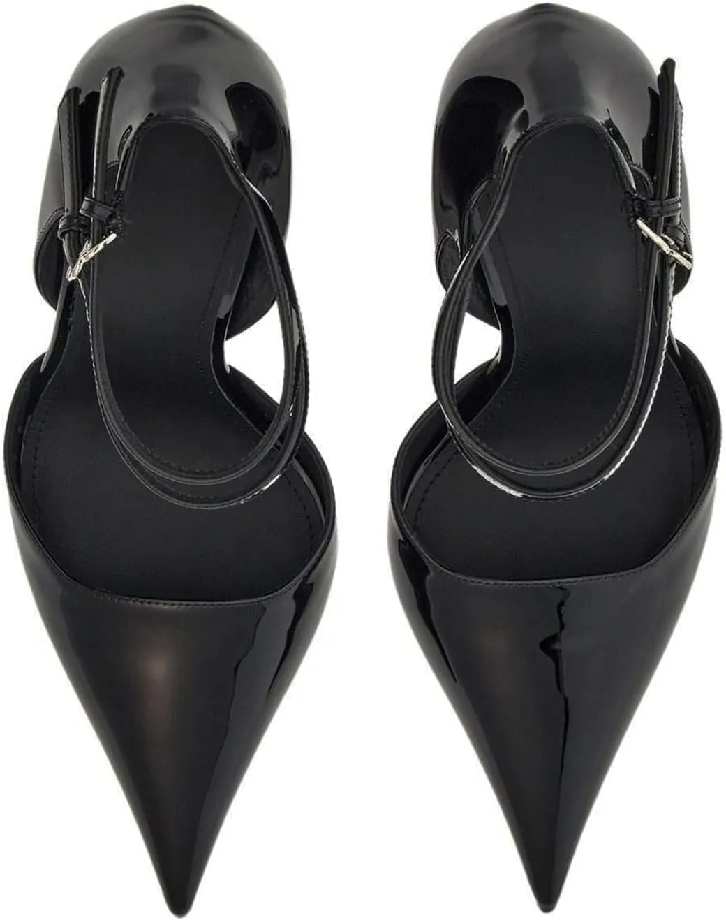 Pointed Closed Toe Wedge Heels for Women, Sexy Patent Leather Buckle Strap Office Dress Pumps Shoes