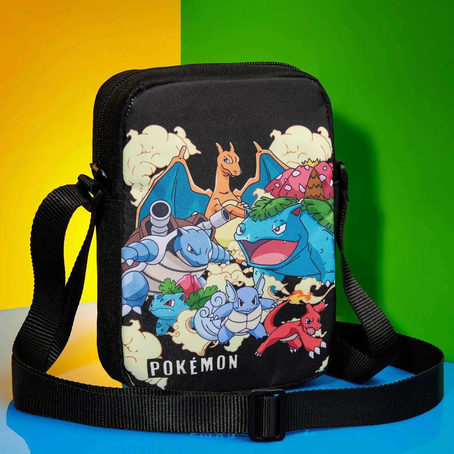 Pokemon Shoulder Bag for Kids Teens Crossbody Bag Pikachu Small Bag Anime Gifts (Black, 7.87x5.51x2.36inch)