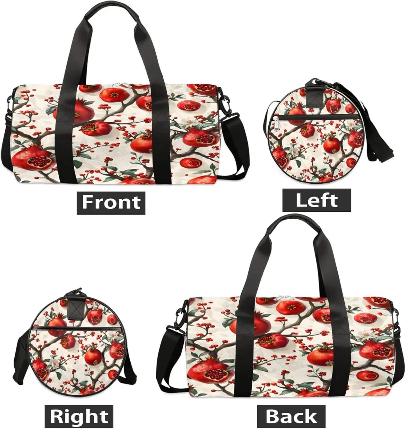 Pomegranate Tree Sports Gym Bag for Men Women Lightweight Travel Duffle Bag with Shoulder Strap Waterproof Carry On Weekender Overnight Bag for Travel Sports Gym