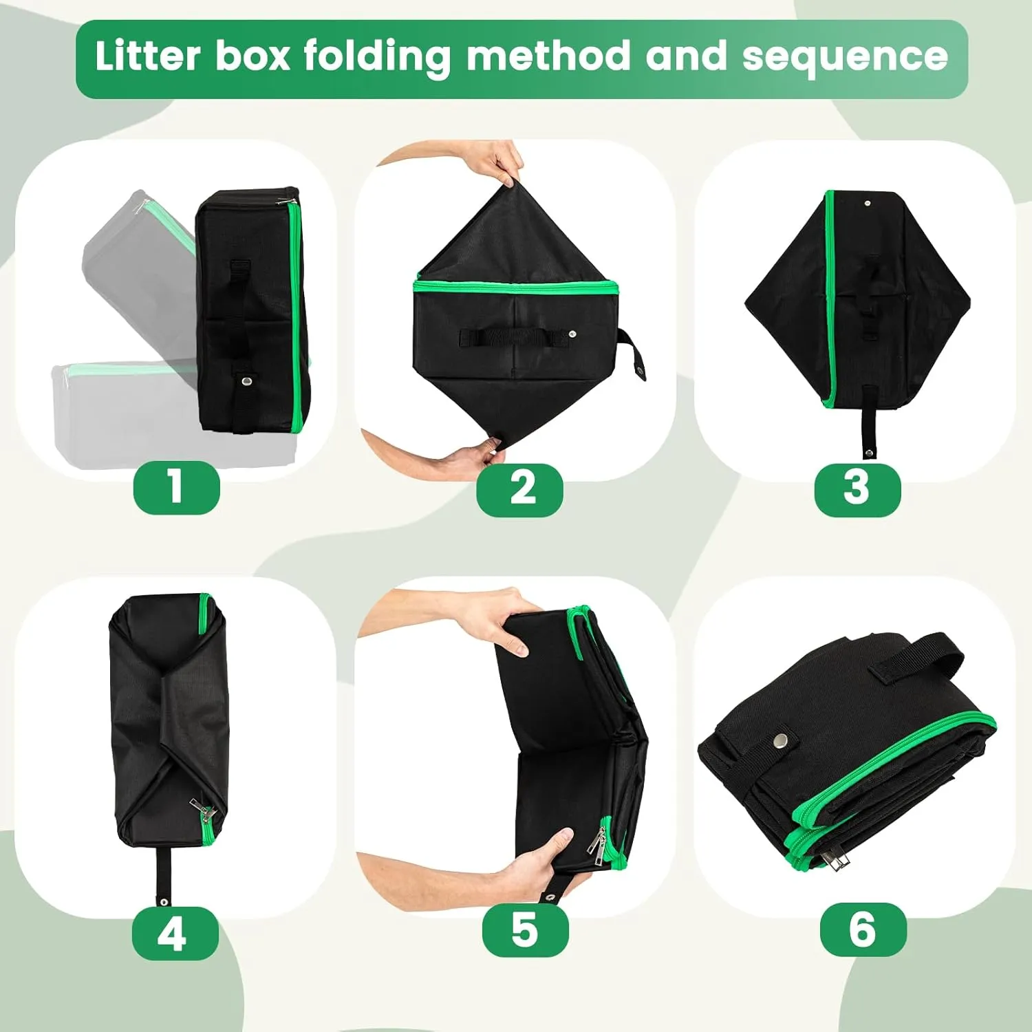 Portable Cat Travel Litter Box with Zipped Lid Easy to Carry and Clean, Nylon Waterproof Mesh Fabric to Leakproof and No Smell 16 x 13 x 3 inch