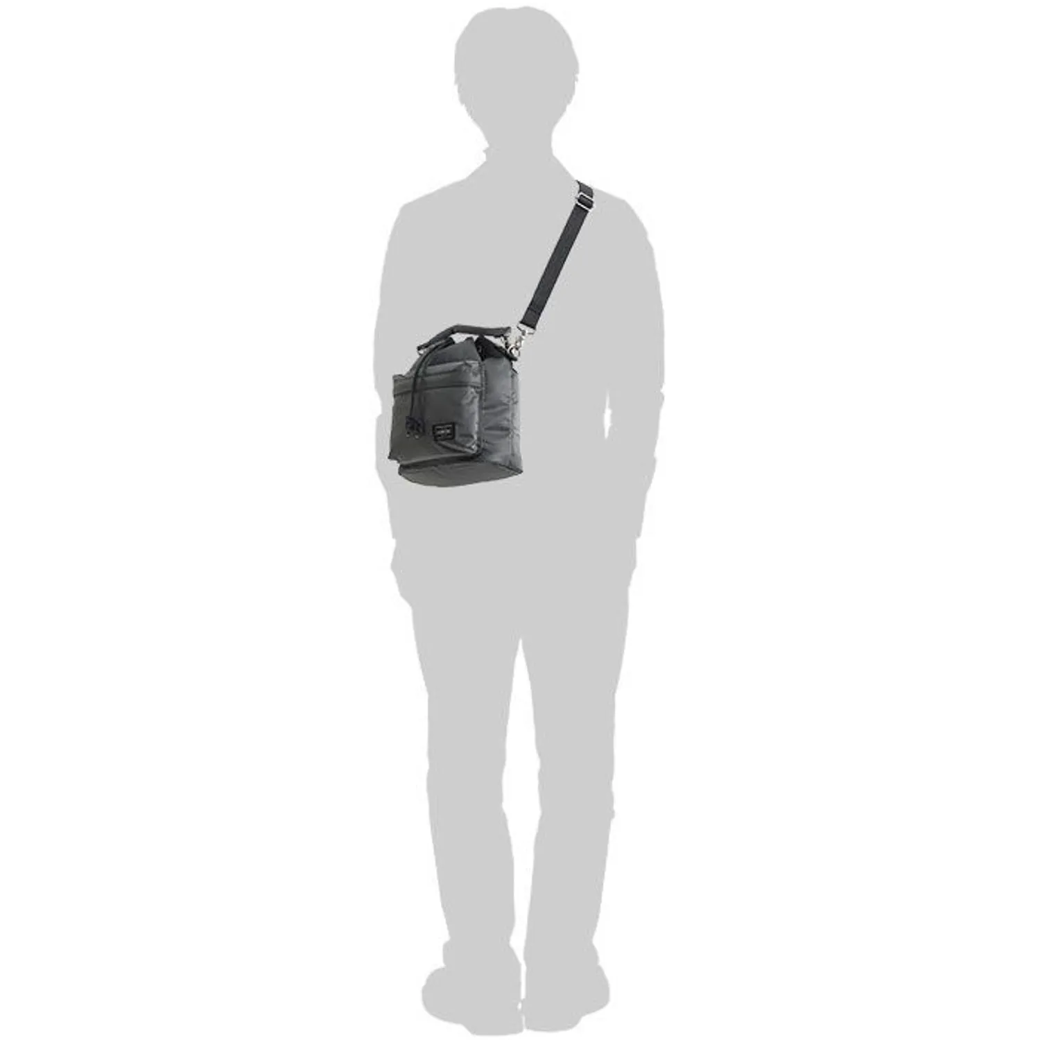 Porter-Yoshida & Co. Balloon Sac Small Nylon - Twill Bucket Bag - Silver Gray