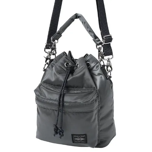 Porter-Yoshida & Co. Balloon Sac Small Nylon - Twill Bucket Bag - Silver Gray