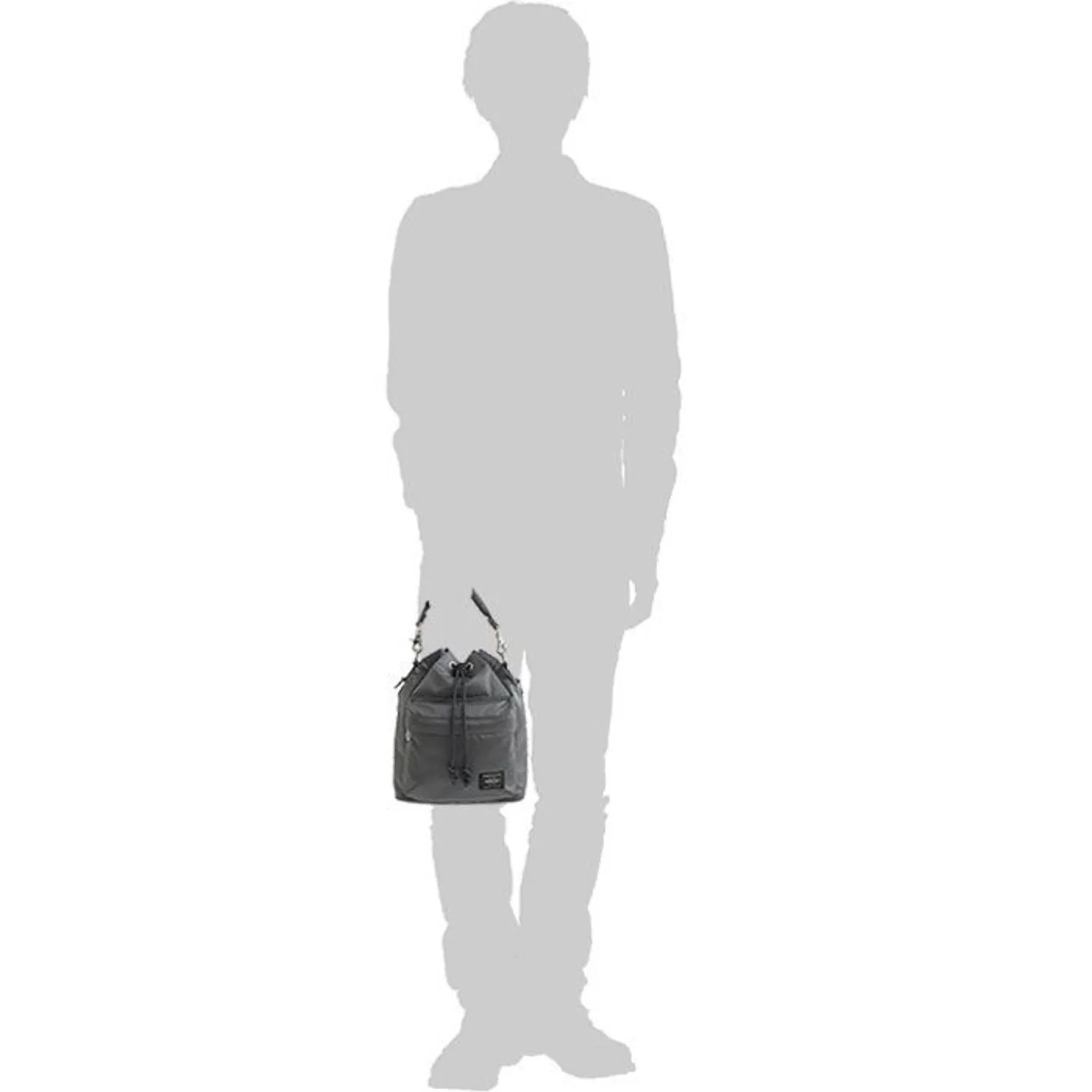Porter-Yoshida & Co. Balloon Sac Small Nylon - Twill Bucket Bag - Silver Gray