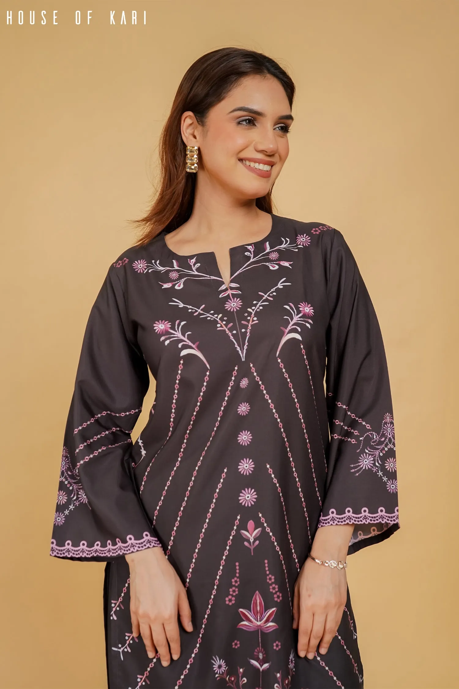 Printkari Poly Muslin Co-ord set in Black & Pink