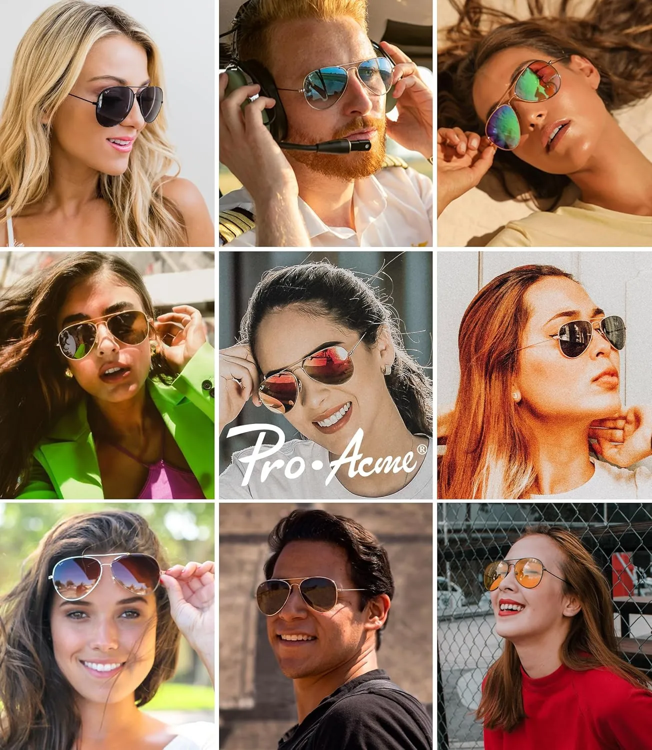 Pro Acme Classic Polarized Aviator Sunglasses for Women Men, Lightweight Metal Pilot Frame UV400 Protection 58MM