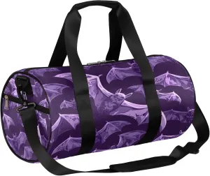 Purple Bats Sports Gym Bag for Men Women Lightweight Travel Duffle Bag with Shoulder Strap Waterproof Carry On Weekender Overnight Bag for Travel Sports Gym