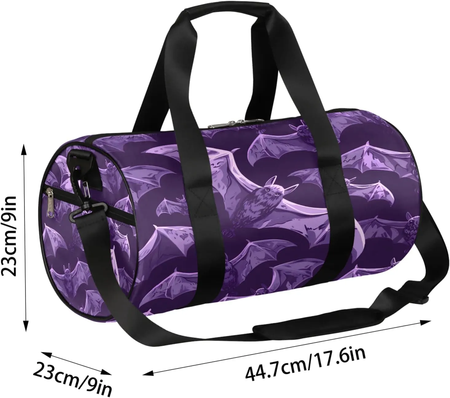 Purple Bats Sports Gym Bag for Men Women Lightweight Travel Duffle Bag with Shoulder Strap Waterproof Carry On Weekender Overnight Bag for Travel Sports Gym