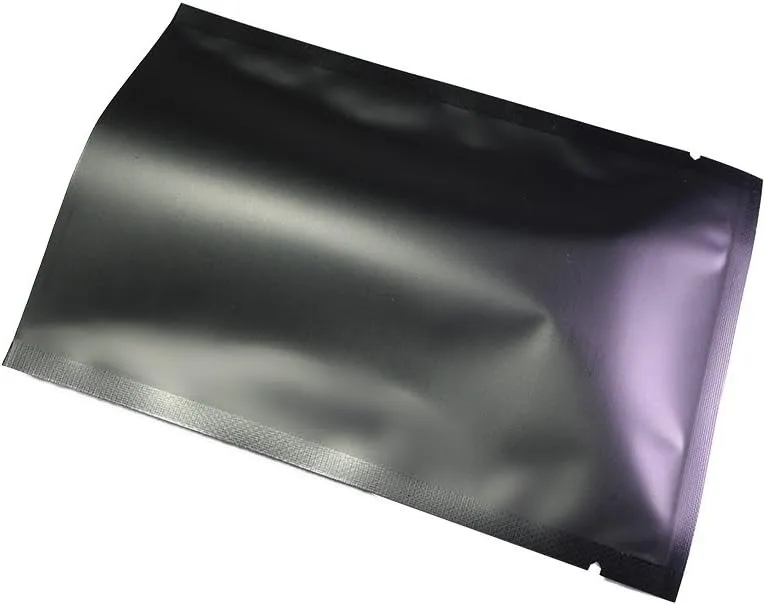 QQ Studio Clear Open Top Colored Metallic Mylar Bag (100 Bags) (Black, Open | 2.8" x 3.9")