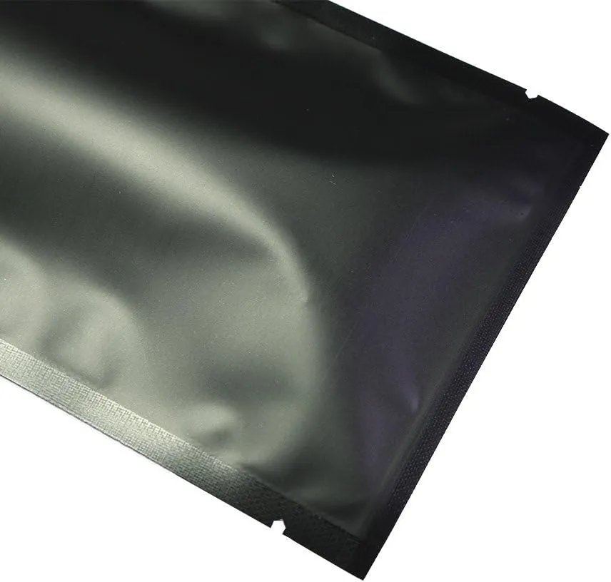 QQ Studio Clear Open Top Colored Metallic Mylar Bag (100 Bags) (Black, Open | 2.8" x 3.9")