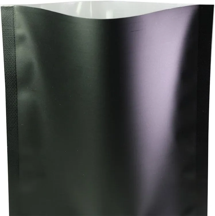 QQ Studio Clear Open Top Colored Metallic Mylar Bag (100 Bags) (Black, Open | 2.8" x 3.9")