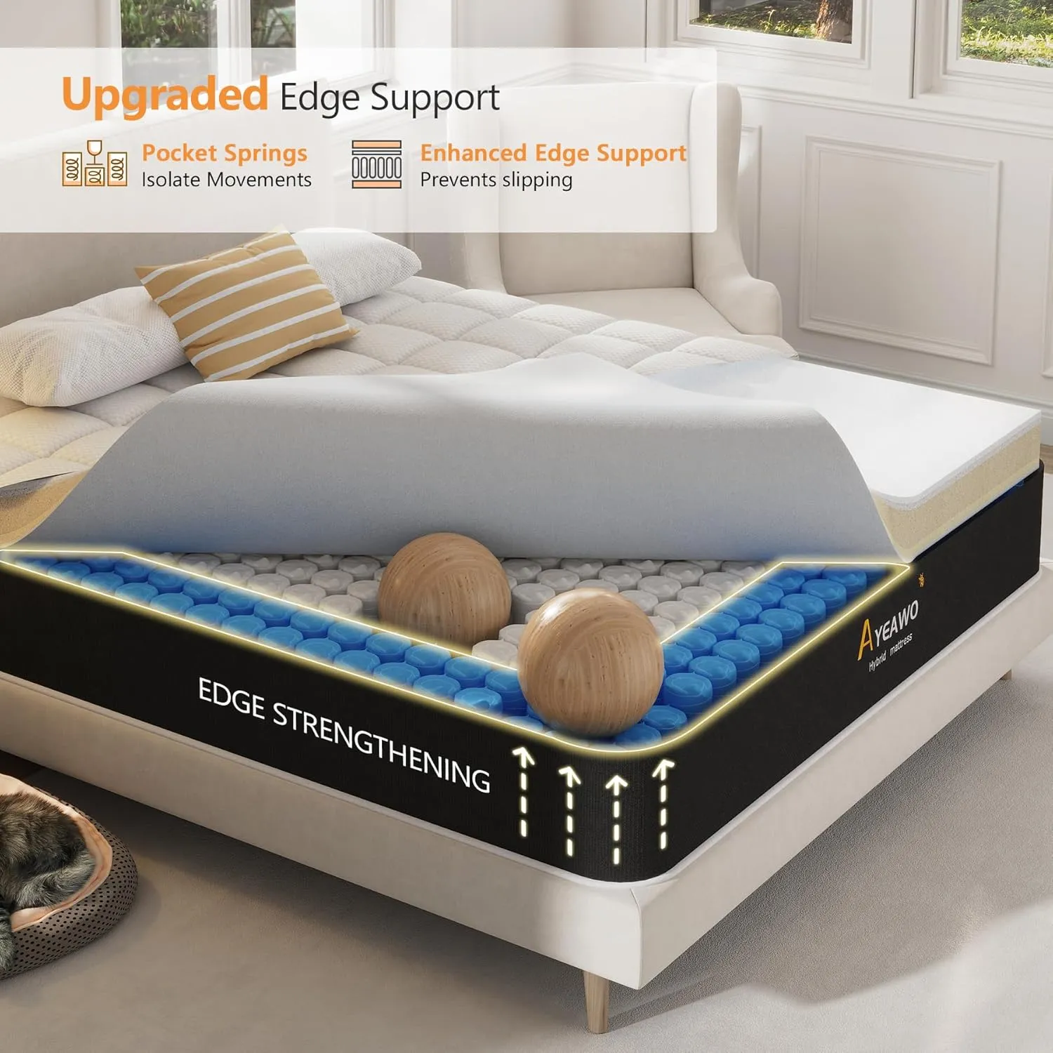 Queen Mattress, 12 Inch Hybrid Mattress Queen Size - Gel Memory Foam & Pocket Springs, Pressure Relief & Motion Isolation, Breathable & Cool Fabric, Medium Firm Bed in a Box, CertiPUR-US