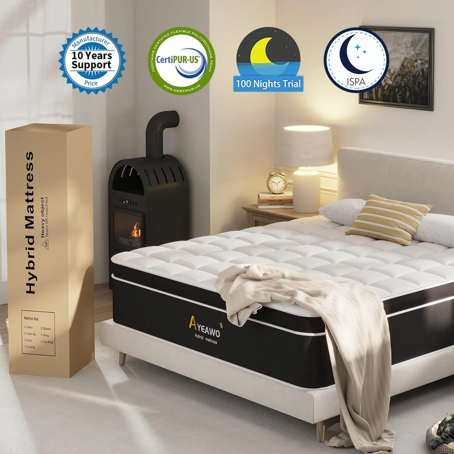 Queen Mattress, 12 Inch Hybrid Mattress Queen Size - Gel Memory Foam & Pocket Springs, Pressure Relief & Motion Isolation, Breathable & Cool Fabric, Medium Firm Bed in a Box, CertiPUR-US