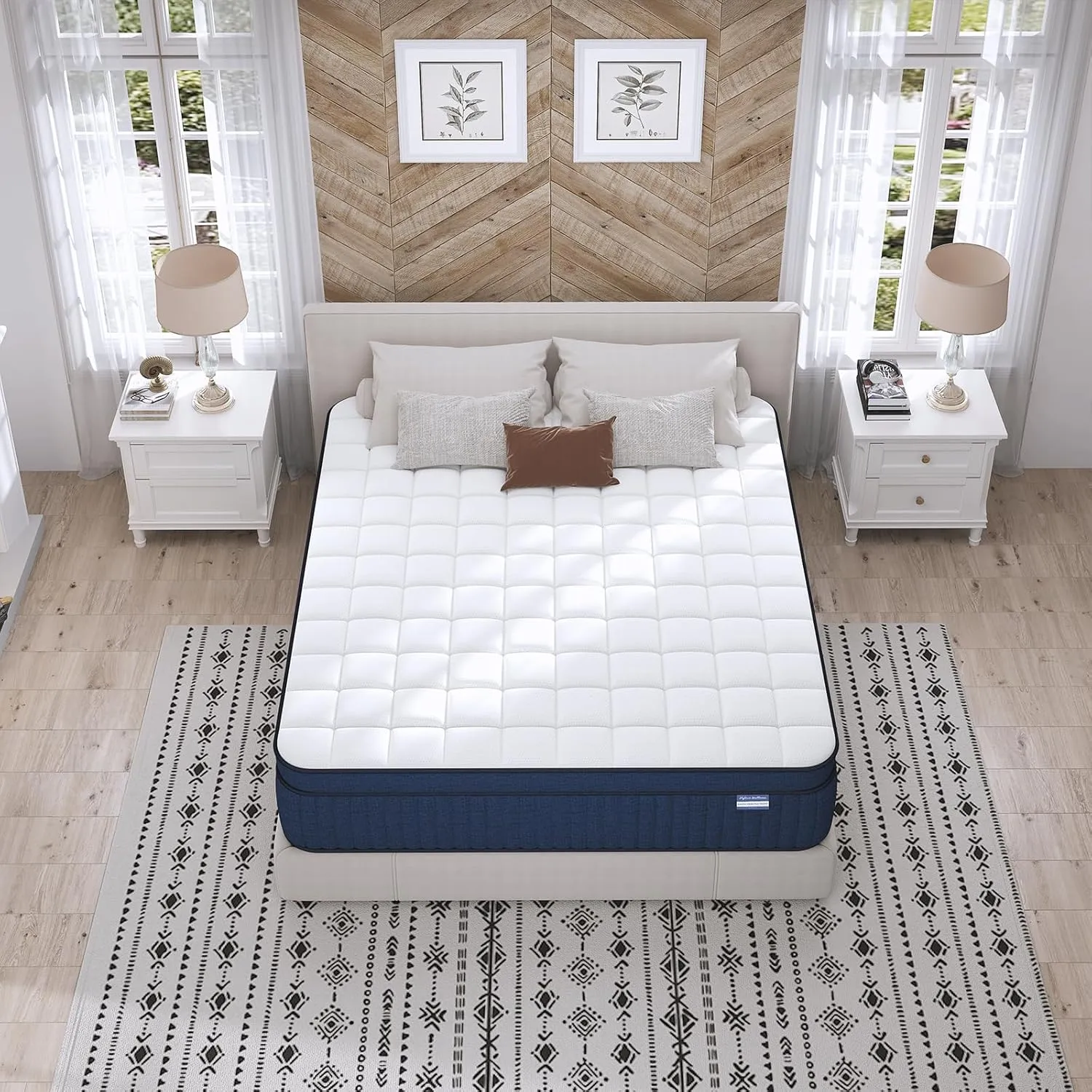 Queen Size Mattresses, 14 Inch Queen Mattress in a Box, Medium Firm Pocket Spring and Gel Memory Foam for Superior Comfort, Pressure Relief, Strong Edge Support