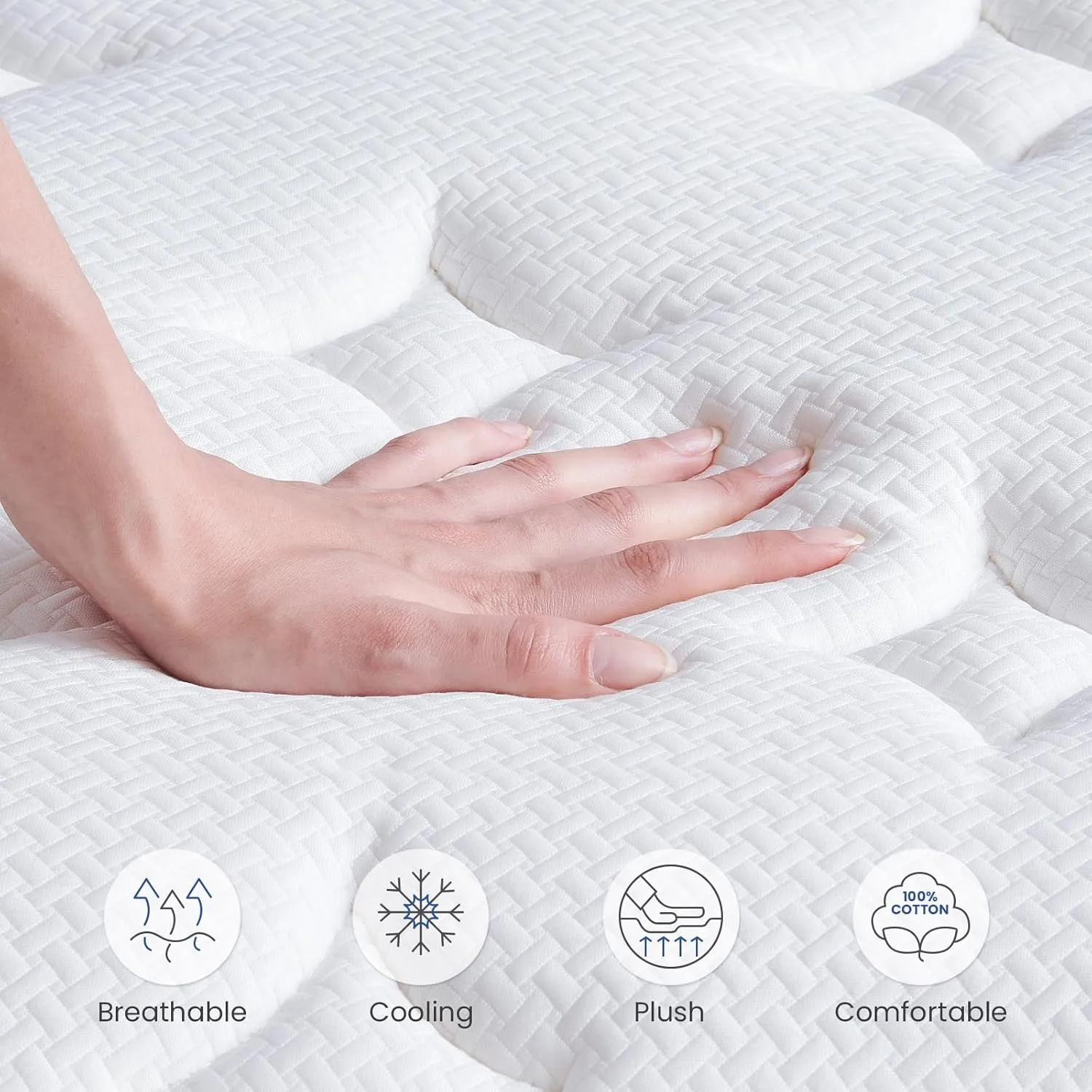 Queen Size Mattresses, 14 Inch Queen Size Mattress in a Box with Gel Memory Foam, Individually Pocketed Springs for Pressure Relief and Back Pain Relief - Plush