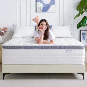 Queen Size Mattresses, 14 Inch Queen Size Mattress in a Box with Gel Memory Foam, Individually Pocketed Springs for Pressure Relief and Back Pain Relief - Plush