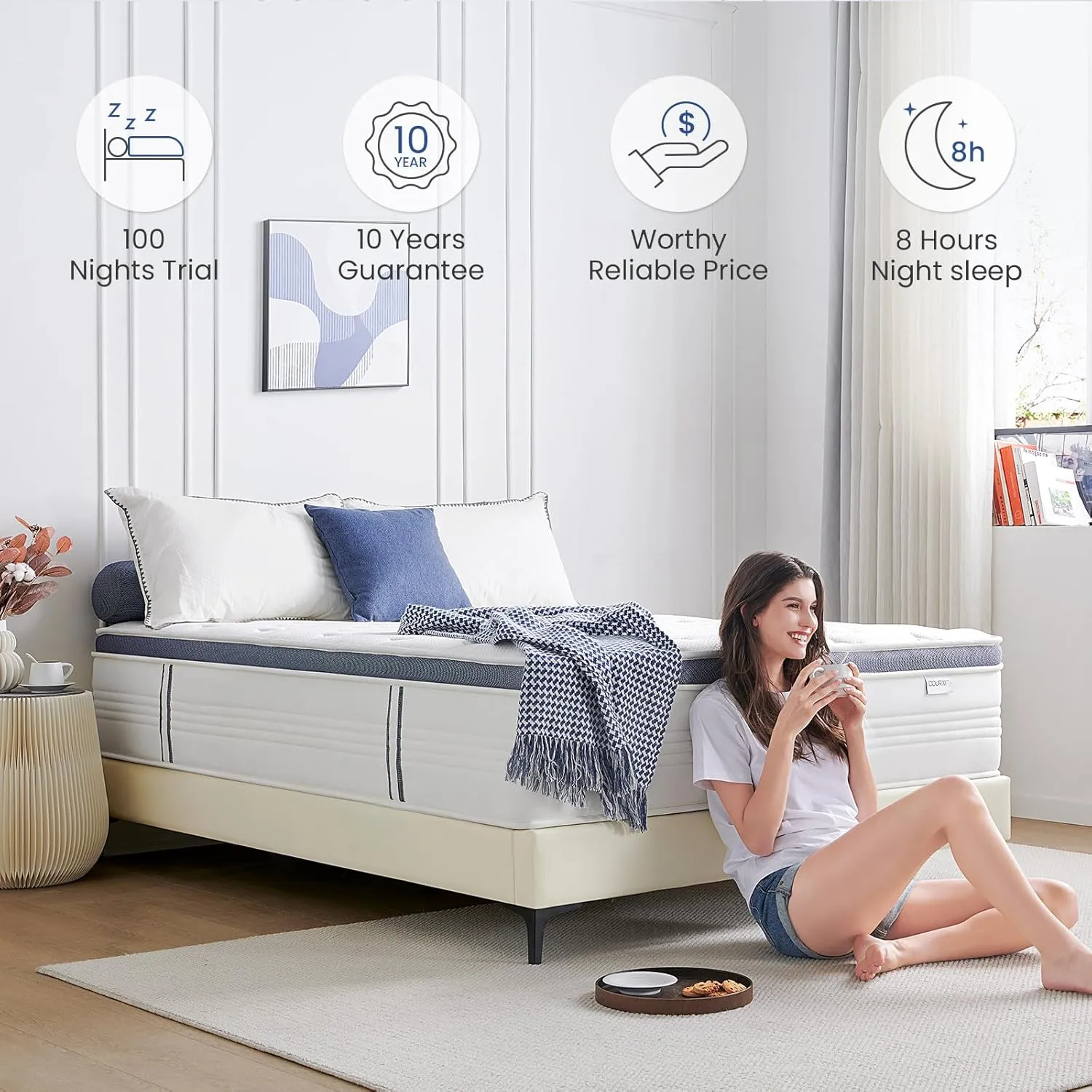 Queen Size Mattresses, 14 Inch Queen Size Mattress in a Box with Gel Memory Foam, Individually Pocketed Springs for Pressure Relief and Back Pain Relief - Plush